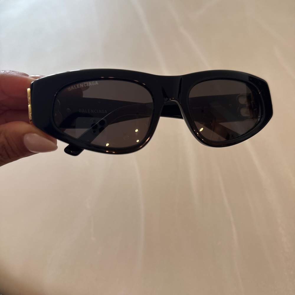 Balenciaga Black and Gold Wrap-Around Sunglasses - Picture 3 of 3